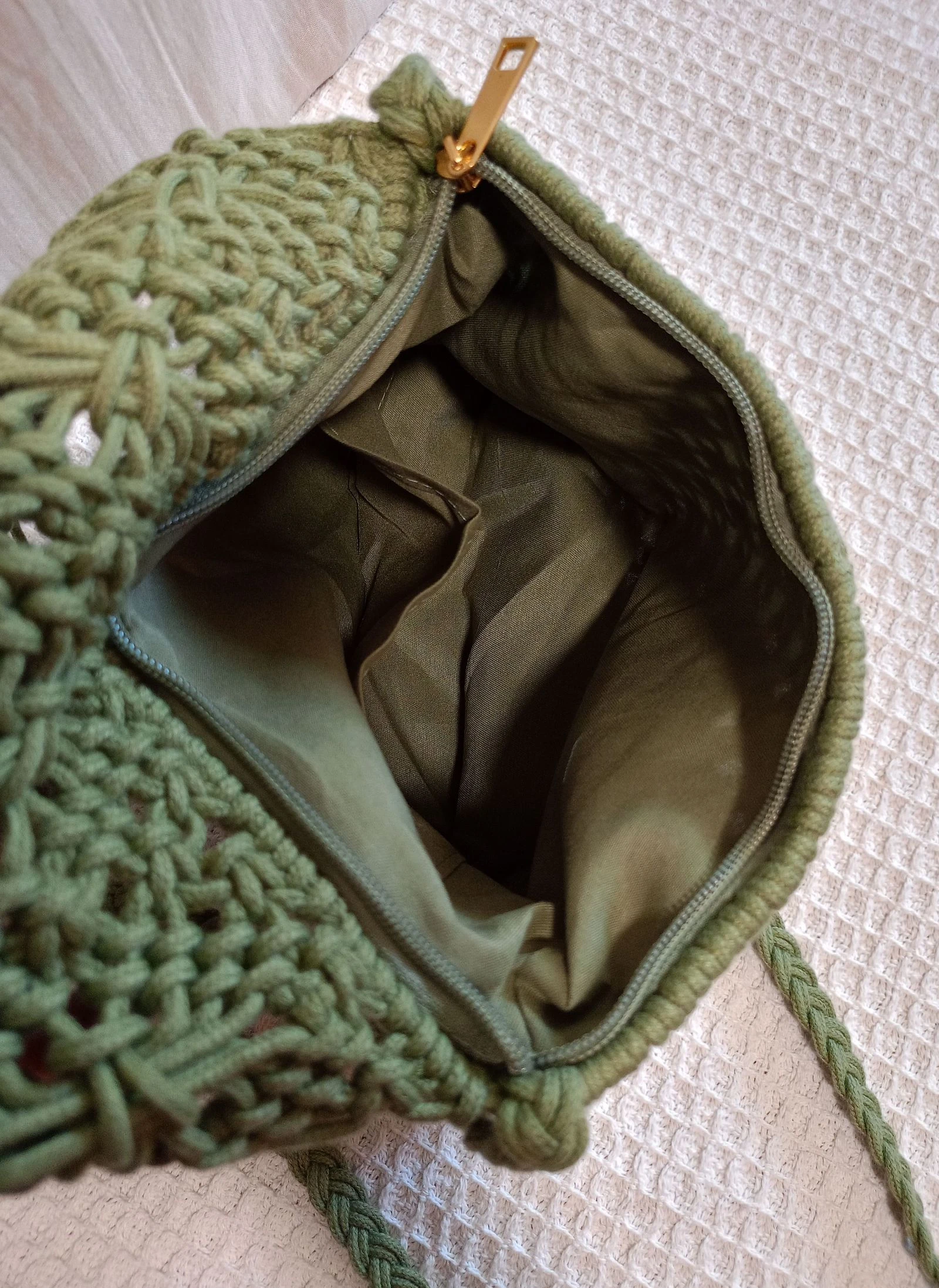 Olijfgroene macramé schoudertas – photo 7